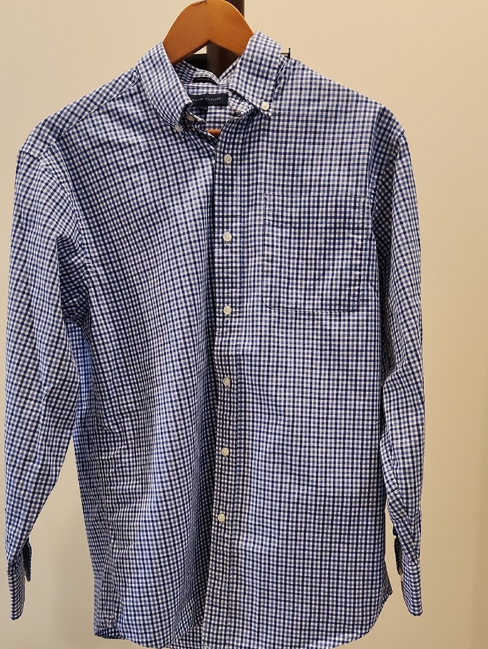 Tommy Hilfiger Navy and White Gingham Button-Down Shirt